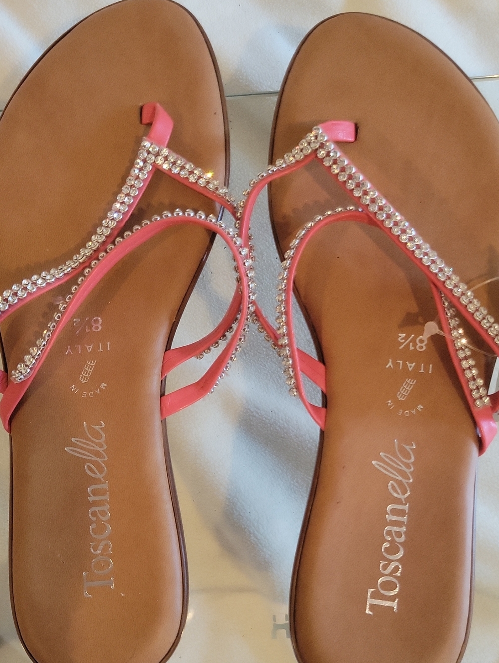 NWT Pink Jeweled T-Strap Sandals